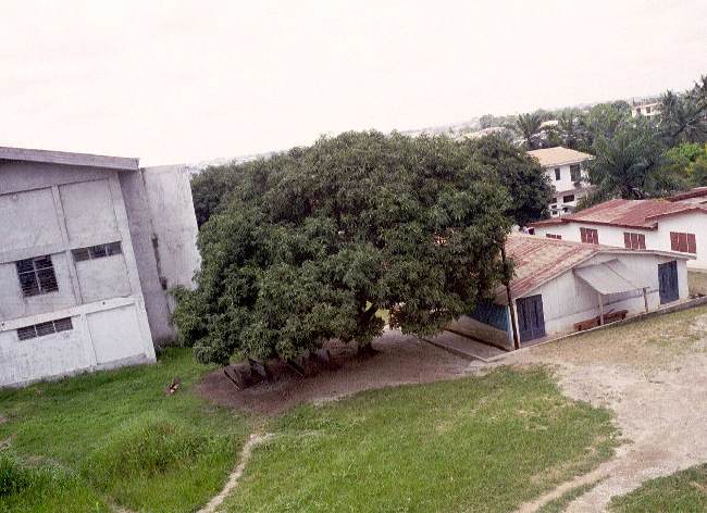 Ghana Bible College main classroom building on the left - October 2000