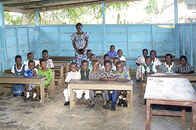 Sunday school classes are held in the Christian school classrooms - October 2000